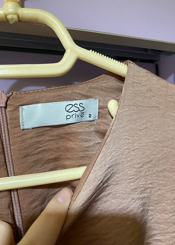 diğer Beden camel Renk Bej Pilili Uzun Keten Elbise