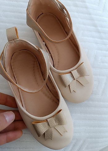 Bej Kız Çocuk Fiyonklu Babet Ayakkabı - Görsel 2