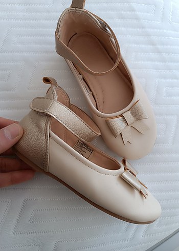 Bej Kız Çocuk Fiyonklu Babet Ayakkabı - Görsel 3