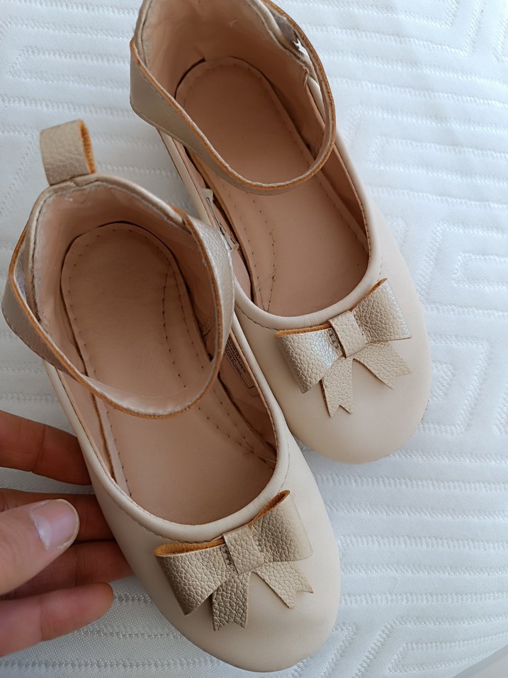 Bej Kız Çocuk Fiyonklu Babet Ayakkabı - Görsel 2