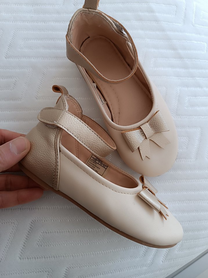 Bej Kız Çocuk Fiyonklu Babet Ayakkabı - Görsel 3