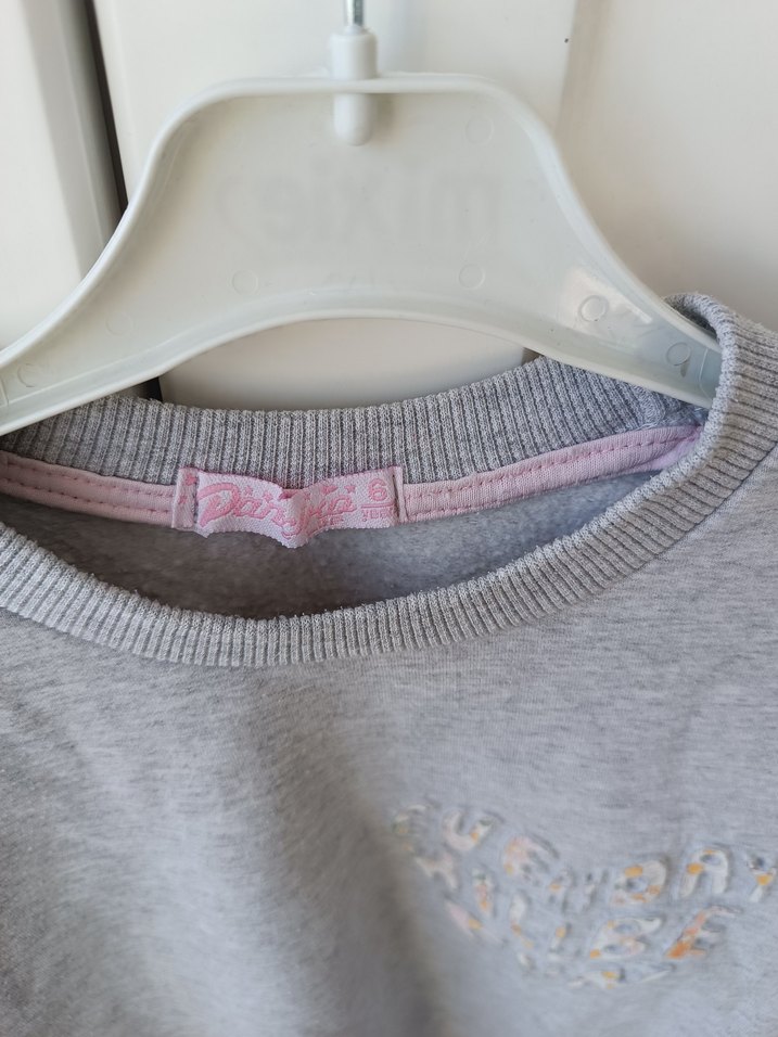 Kız Çocuk Gri Uzun Kollu Nakışlı Sweatshirt - Görsel 3