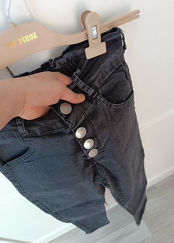 Gri Düğmeli Kadın Denim Pantolon - Görsel 2