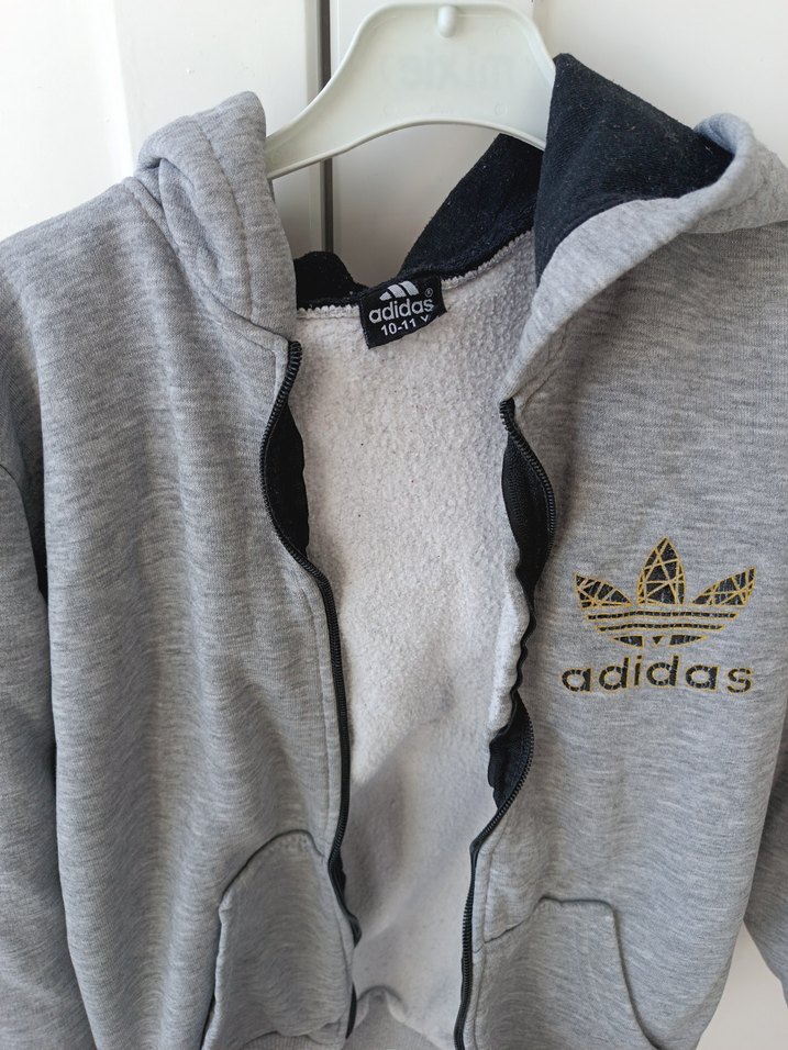 Adidas Gri Kapüşonlu Erkek Çocuk Sweatshirt - Görsel 2
