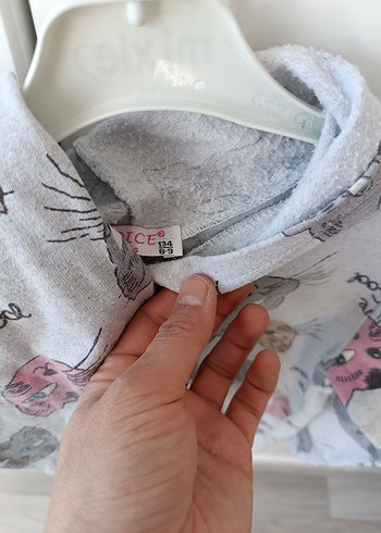 Gri Desenli Tüy Detaylı Kedi Sweatshirtü - Görsel 2