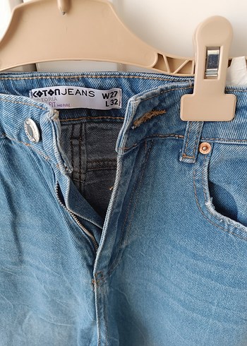 Kadın Mavi Midi Denim Bol Kesim Jean - Görsel 3