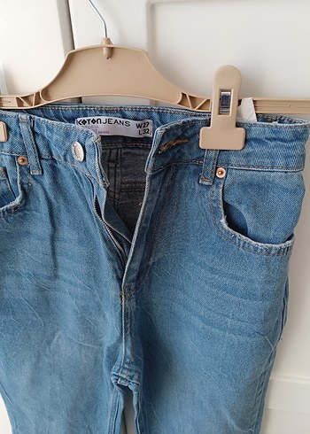 Kadın Mavi Midi Denim Bol Kesim Jean - Görsel 4