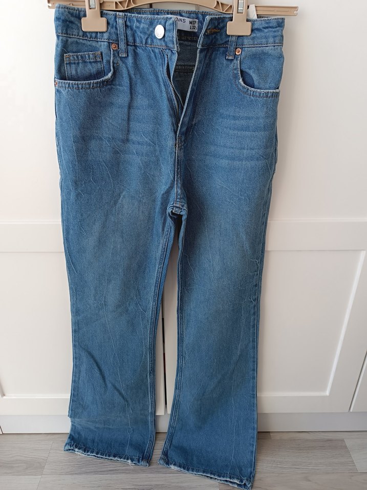 Kadın Mavi Midi Denim Bol Kesim Jean - Görsel 2