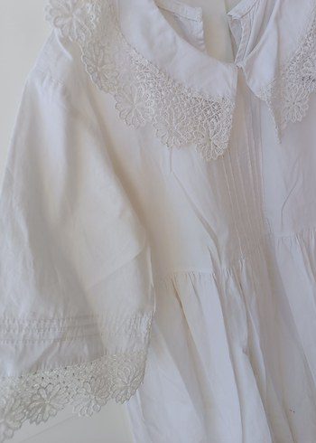 Beyaz Pamuklu Bohem Kız elbisesi - Görsel 2