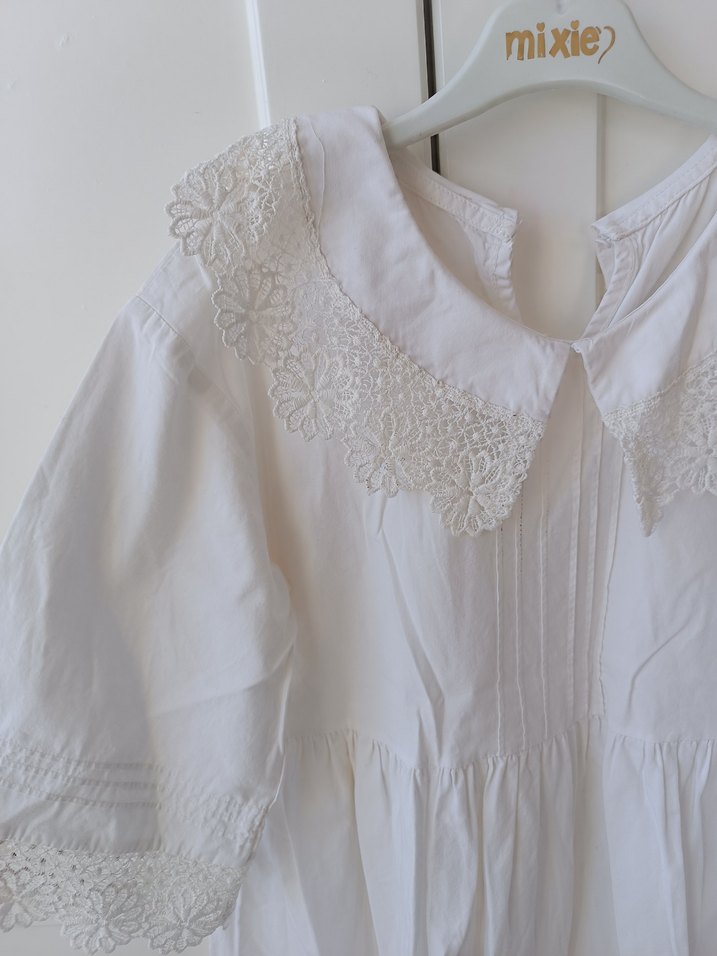 Beyaz Pamuklu Bohem Kız elbisesi - Görsel 3