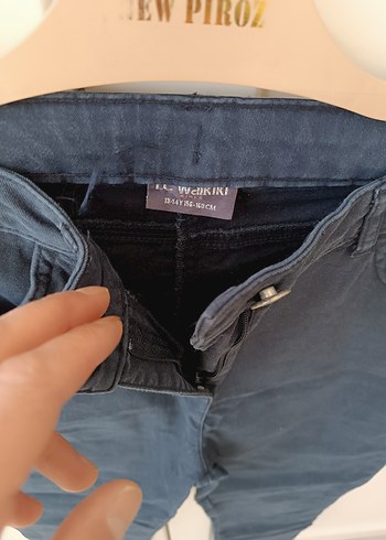 Düğmeli Lacivert Kadın Kot Pantolon - Görsel 3