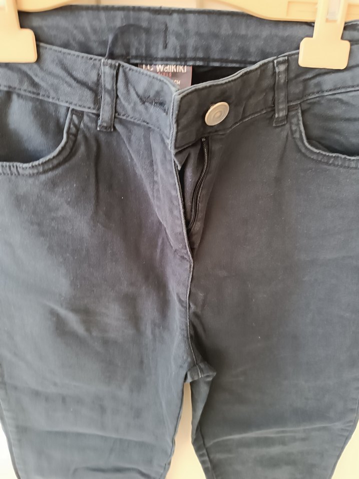 Düğmeli Lacivert Kadın Kot Pantolon - Görsel 2