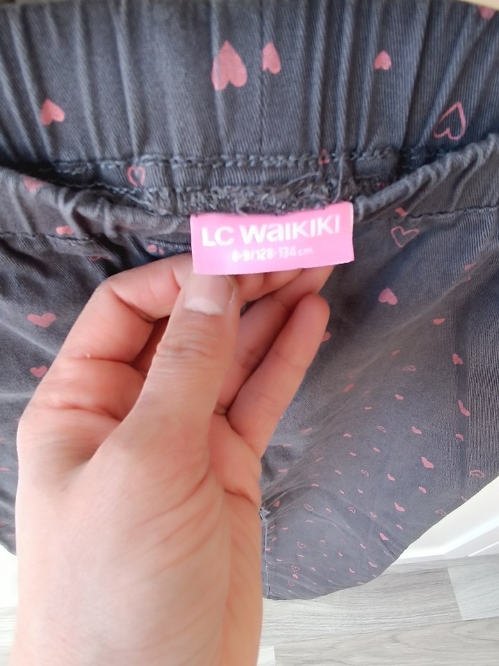 Kız Çocuk Gri Desenli Fit Kot Pantolon - Görsel 2