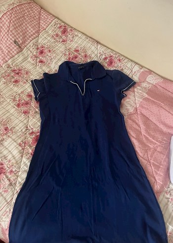 Lacivert V Yakalı Uzun elbise - Görsel 4