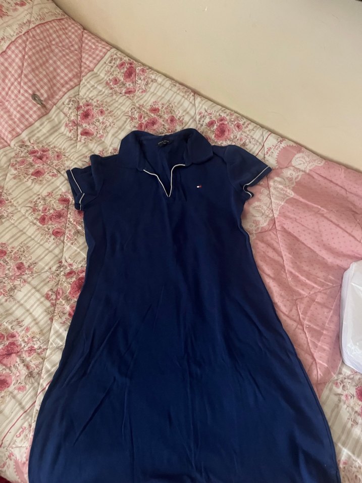 Lacivert V Yakalı Uzun elbise - Görsel 2