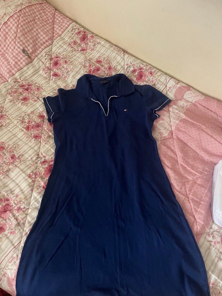 Lacivert V Yakalı Uzun elbise - Görsel 4