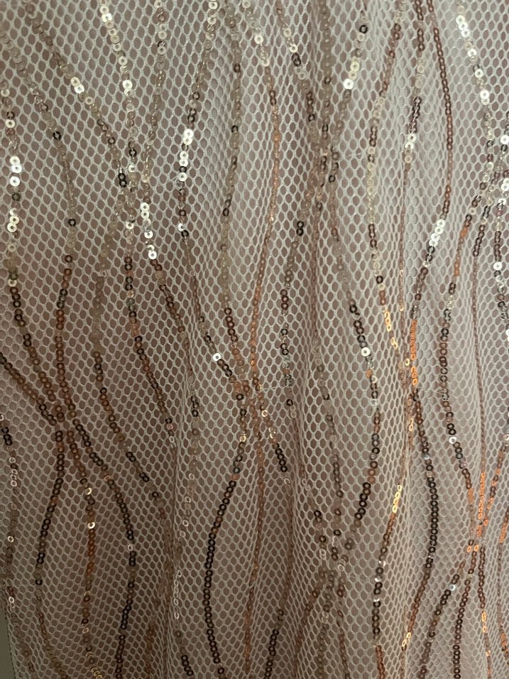 Pembe İşlemeli V Yaka Uzun Abiye Elbise - Görsel 5