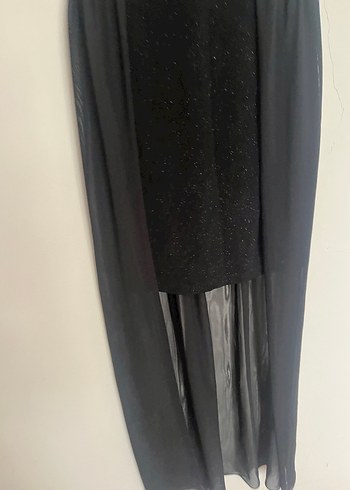 Siyah Kemer Detaylı Uzun Kadın Elbise - Görsel 4