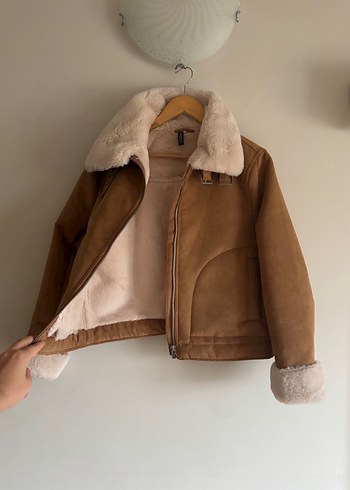 H&M Kahverengi Kürklü Süet Kadın Ceket H&M