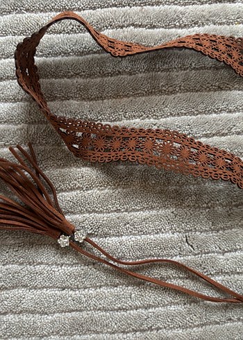 Kahverengi Bohem Kroşe Püsküllü Kadın Kemer - Görsel 6