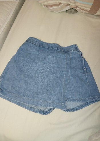 s Beden mavi Renk Mavi Midi Denim Şort Etek