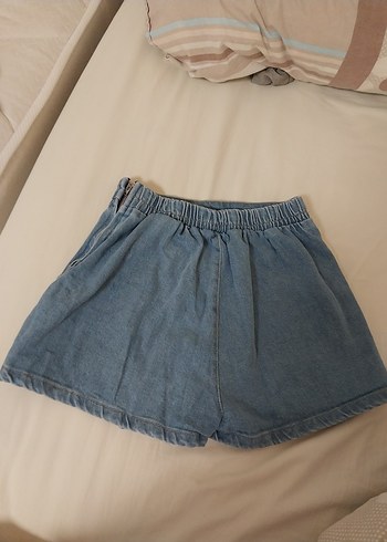 Addax Mavi Midi Denim Şort Etek