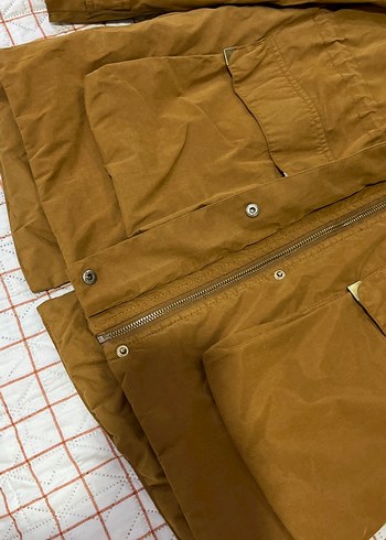 Kahverengi Süet Kadın Mont, Kürklü Kapüşon - Görsel 5