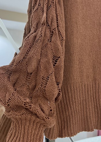 Kadın Kahverengi Örgü Salaş Kazak - Görsel 3