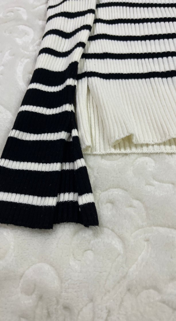 Çizgili Triko Kadın Kazak - Görsel 2