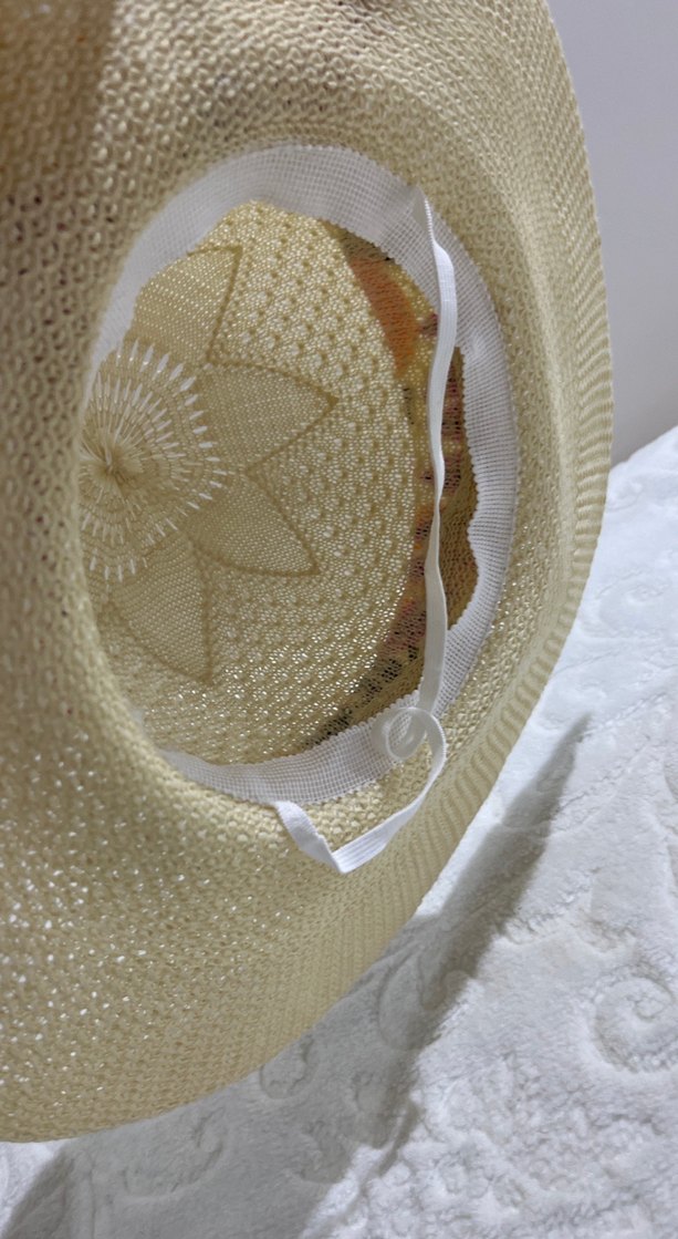 Bej Dantel Detaylı Renkli Fularlı Kadın Şapka - Görsel 2