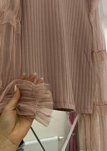 Bej Kadın Uzun Kollu Fırfırlı Bluz - Görsel 3