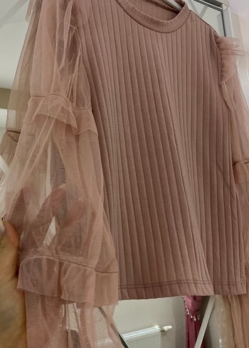 Bej Kadın Uzun Kollu Fırfırlı Bluz - Görsel 2