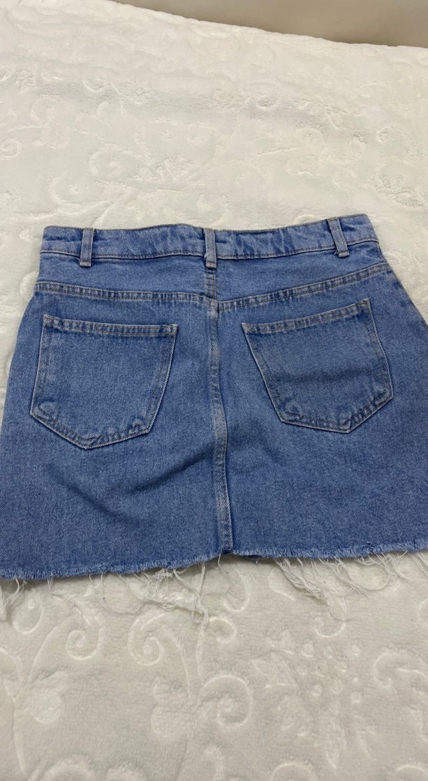 Düğmeli Mavi Midi Denim Kadın Etek - Görsel 2