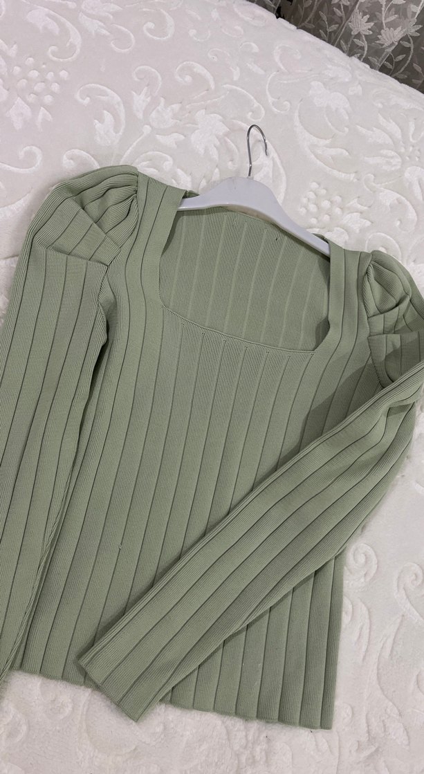 Uzun Kollu Fit Örme Kadın Kazak - Görsel 2