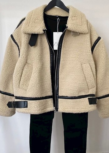 Bej Mini Kadın Peluş Ceket
