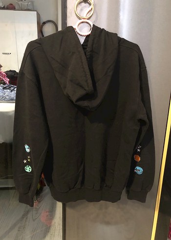 l Beden siyah Renk Siyah Kapüşonlu Kadın Sweatshirt
