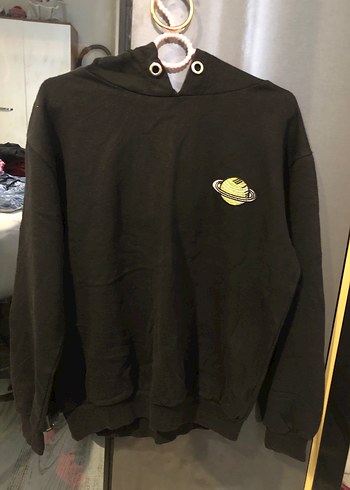 Siyah Kapüşonlu Kadın Sweatshirt