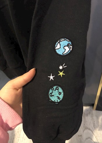 l Beden Siyah Kapüşonlu Kadın Sweatshirt