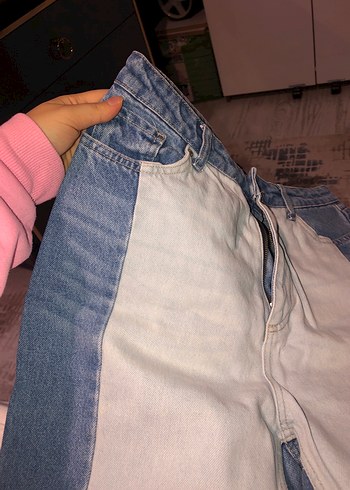 42 Beden mavi Renk Kadın Mavi Bağcıklı Regular Fit Denim Pantolon