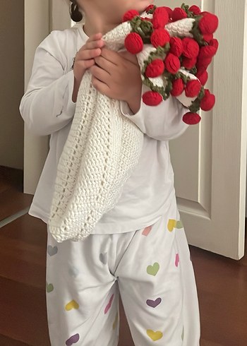 örgü gül buketi battaniye - Görsel 3