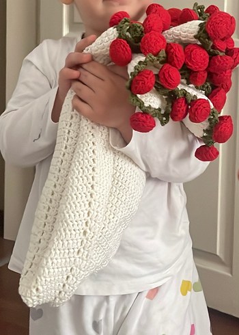 örgü gül buketi battaniye - Görsel 2