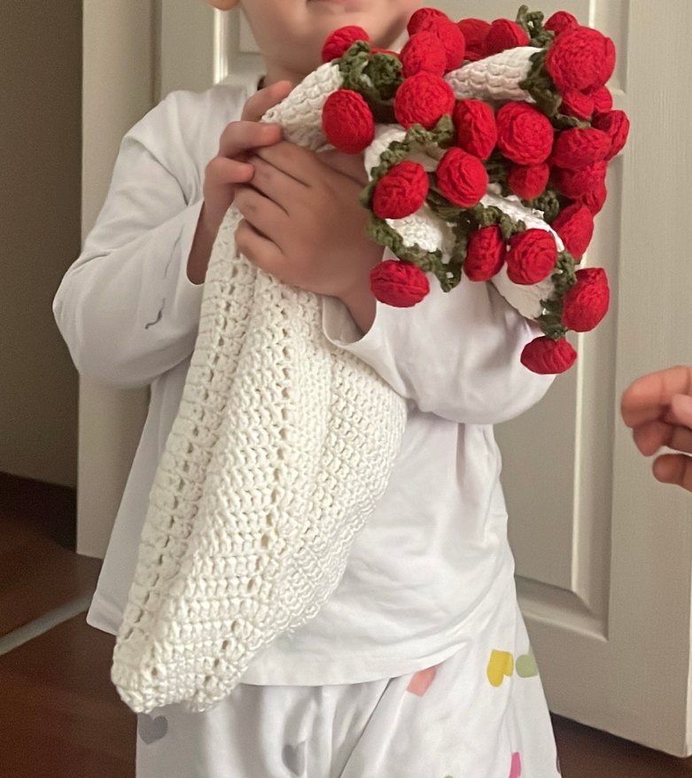 örgü gül buketi battaniye - Görsel 2