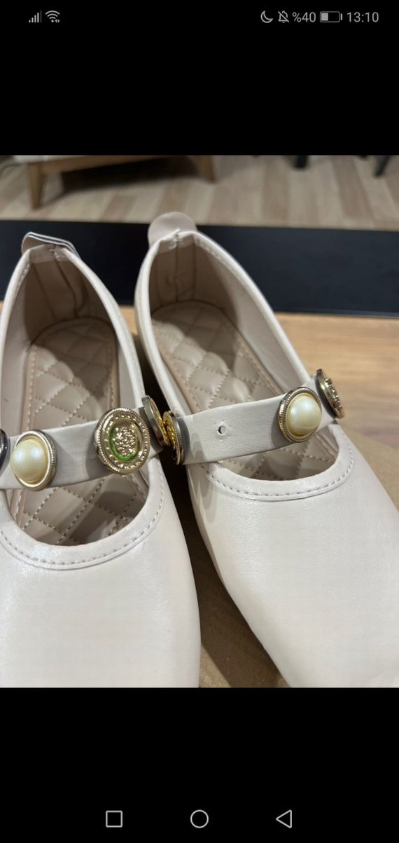 Kadın Beyaz Tokalı Blok Topuk Babet - Görsel 4