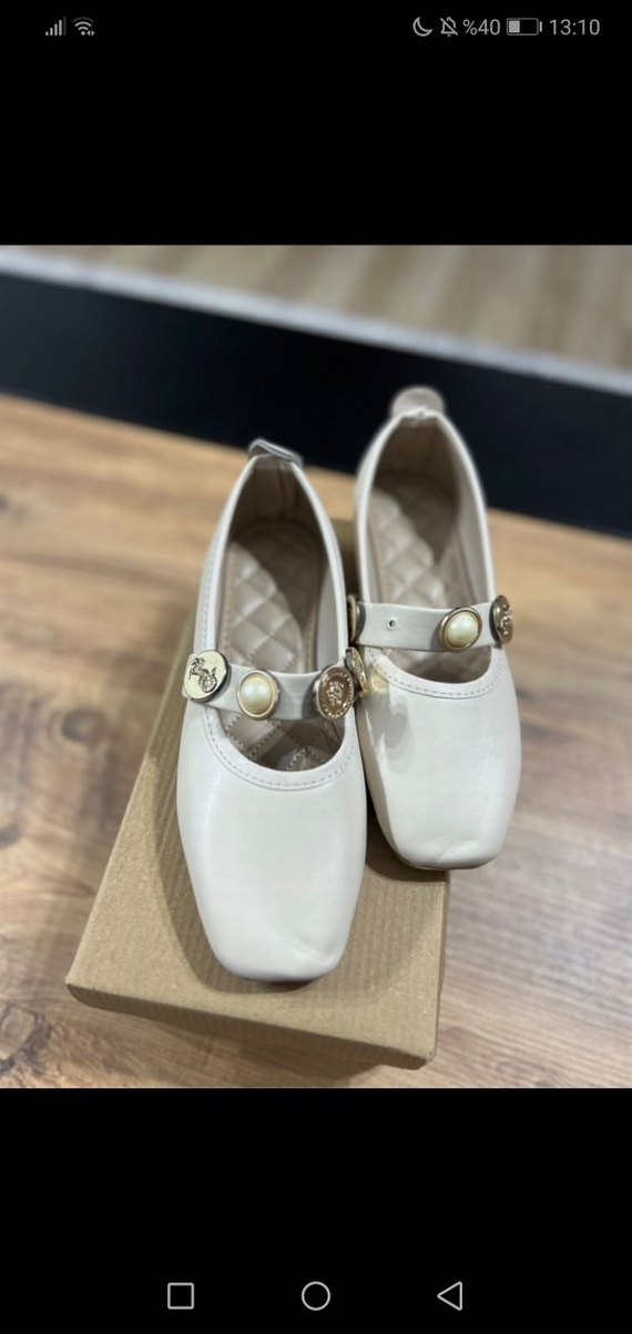 Kadın Beyaz Tokalı Blok Topuk Babet - Görsel 2