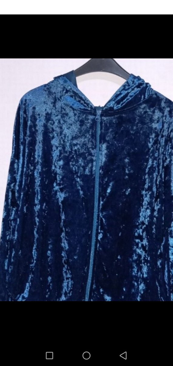 Kadın Mavi Kapüşonlu Fermuarlı Ceket - Görsel 2