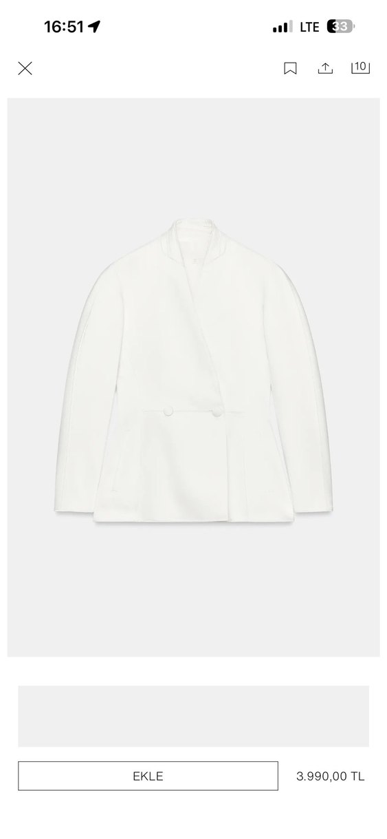 Minimalist Beyaz V Yaka Ceket — görsel 3/7
