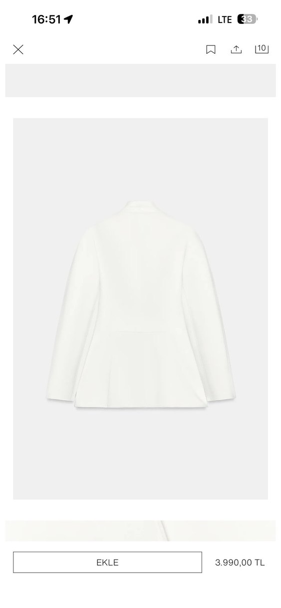 Minimalist Beyaz V Yaka Ceket — görsel 4/7
