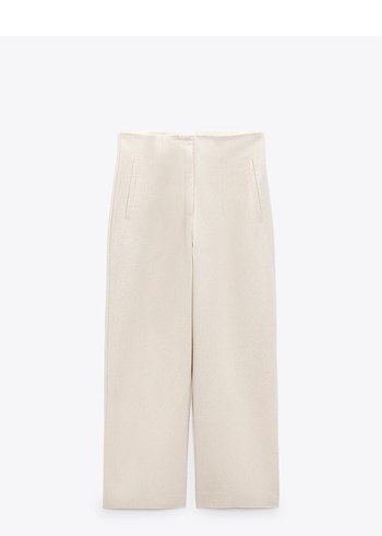 Zara Bej Yuksek Bel Genis Paca Pantolon