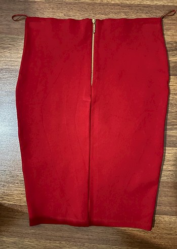 Kırmızı Midi dokuma etek - Görsel 2