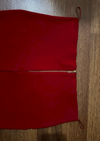 Kırmızı Midi dokuma etek - Görsel 3